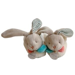 NWT Doudou Compagnie Bunny Baby Booties with Rattles